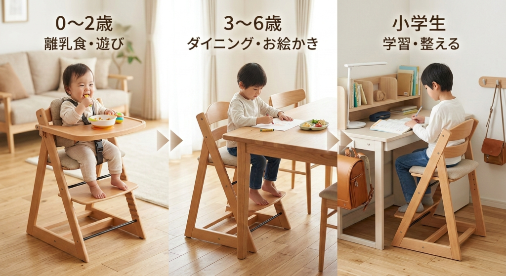 0歳から小学生まで使える北欧家具｜1台○役の成長家具特集 |かねたや