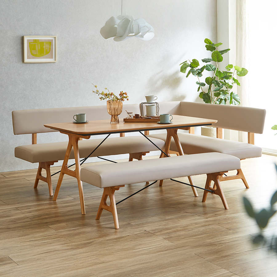 オーク：テーブル150cm／150ソファ／150ソファ-R／140ベンチ